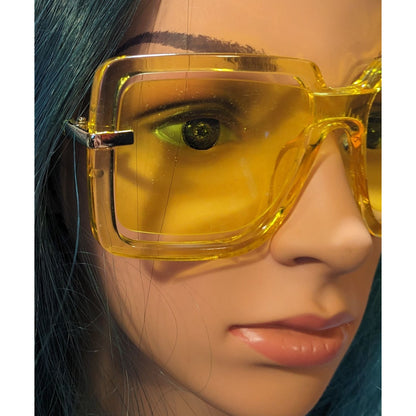 Oversized Retro Translucent Yellow Square NY Sunglasses