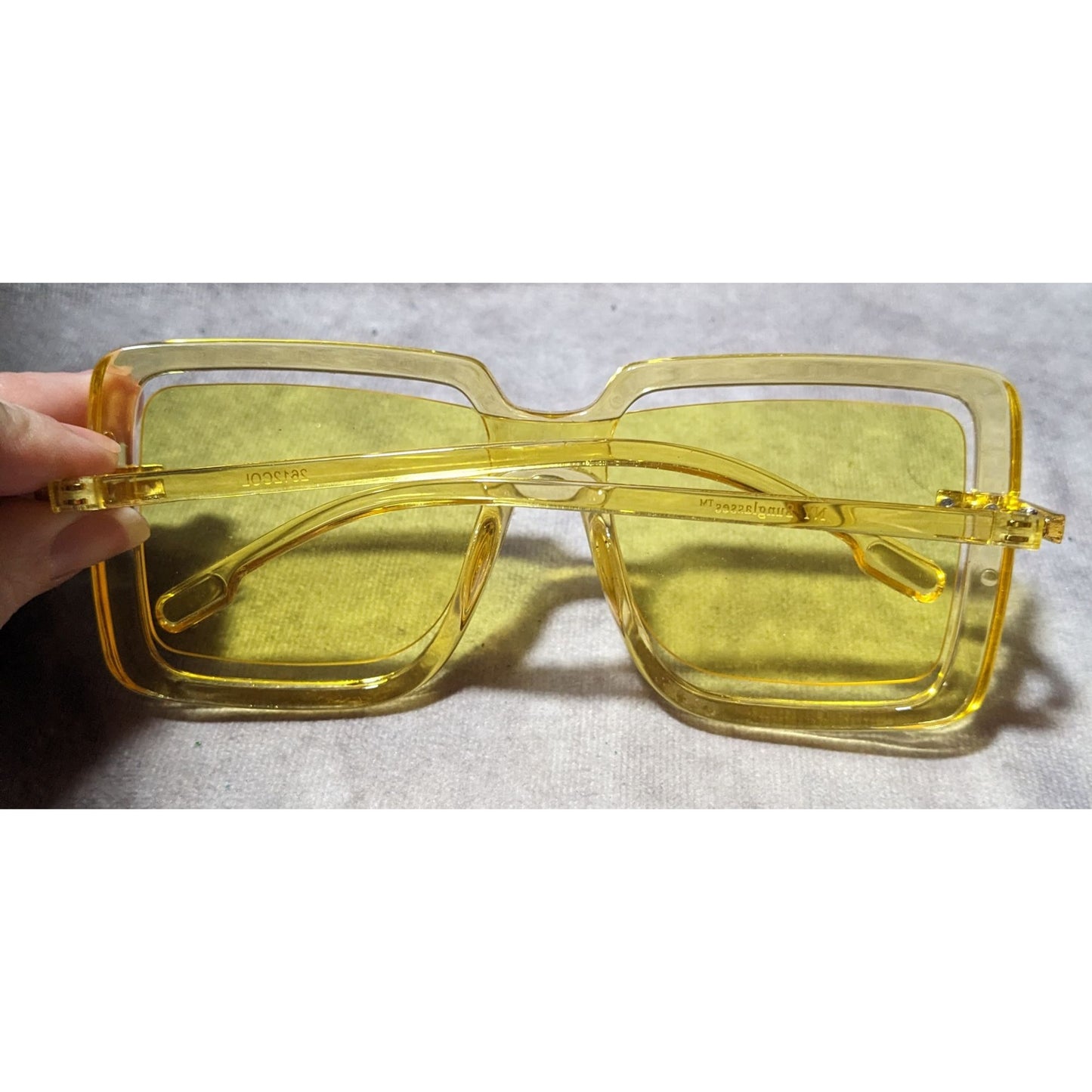 Oversized Retro Translucent Yellow Square NY Sunglasses