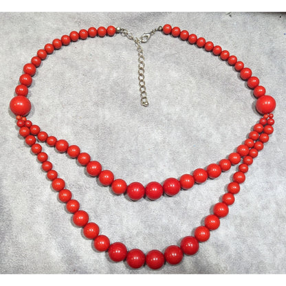 Elegant Red Multilayer Graduated Beaded Necklace