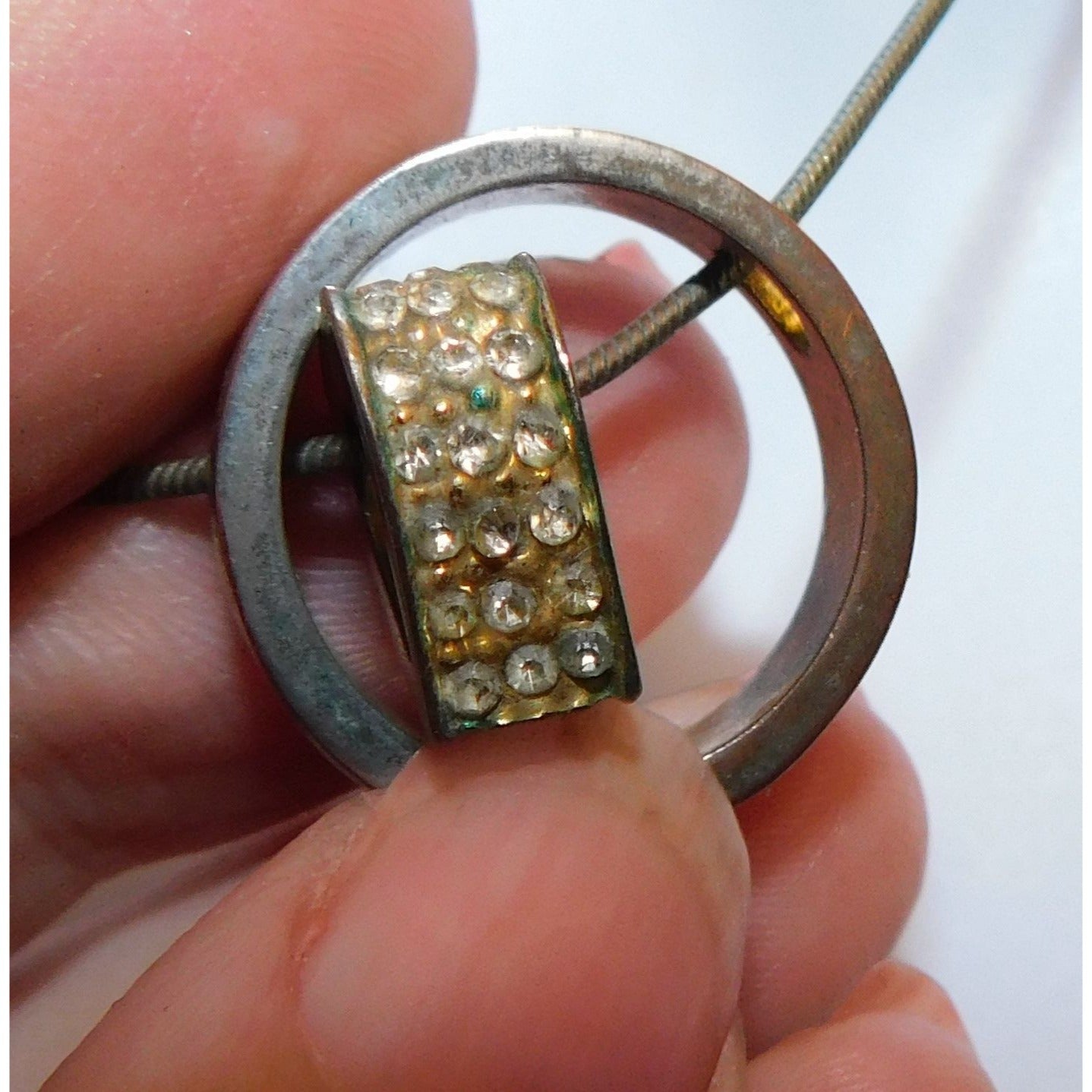 Nesting Heart Ring Pendant Necklace Silver And Gold Tone