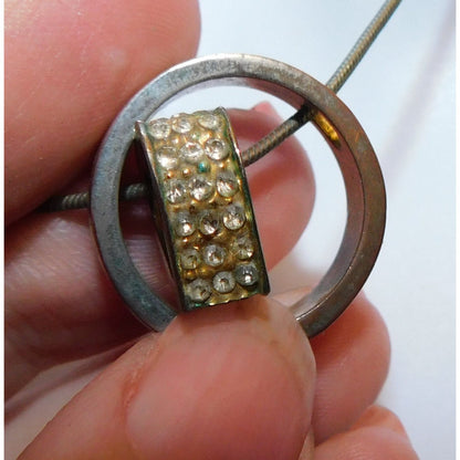 Nesting Heart Ring Pendant Necklace Silver And Gold Tone