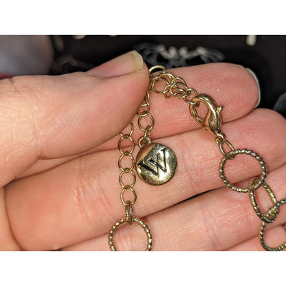 Casual Silver-Tone Necklace With Textured Rings