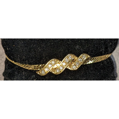 Glam Vintage Avon Gold Tone Rhinestone Infinity Twist Chain Bracelet