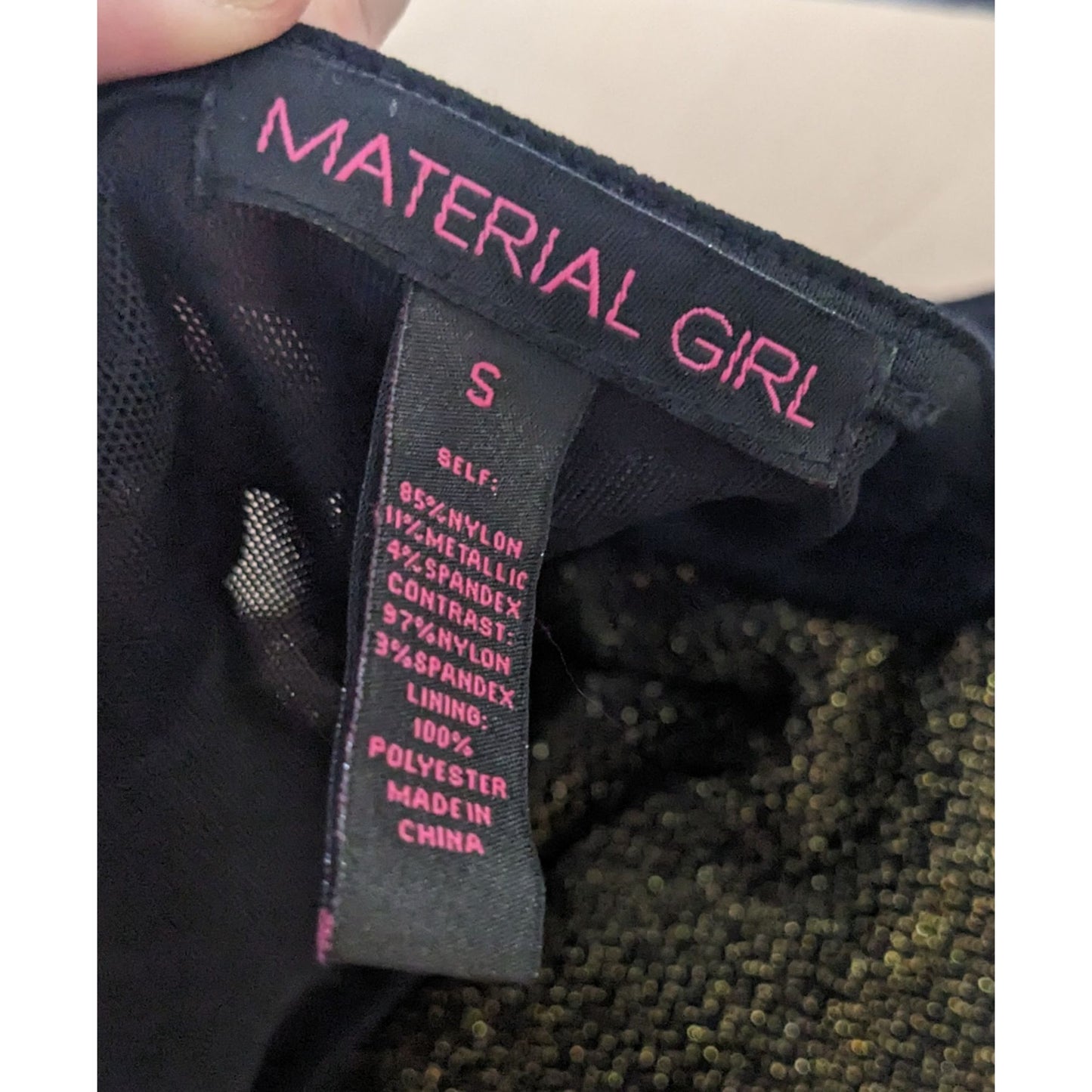 Material Girl Gothic Glam 80s Style Black And Gold Mesh Top Dress Size Small