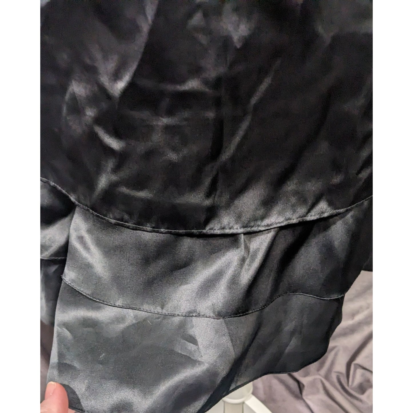 Linda Cunningham Black Silk Floral Lace Flounce Skirt Dress Size 6