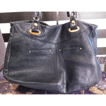 B. Makowsky Black Genuine Leather Quilted Purse With Gold Hardware & Leopard Print Lining