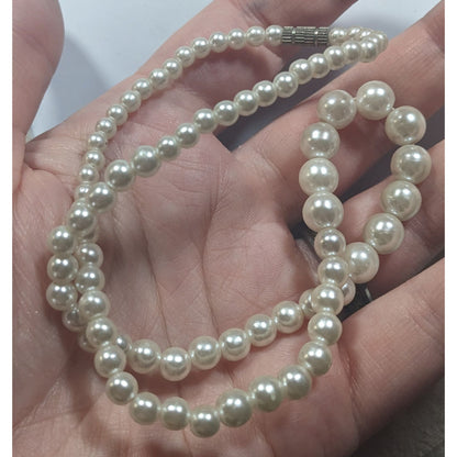 Elegant White Beaded Faux Pearl Necklace