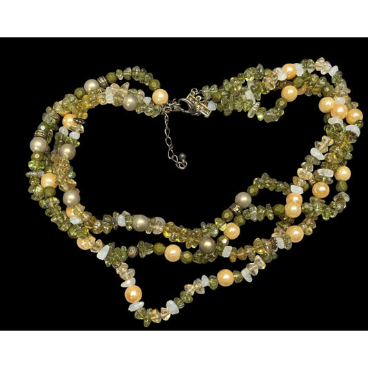 Cottagecore Retro Layered Faux Gemstone Chip Necklace