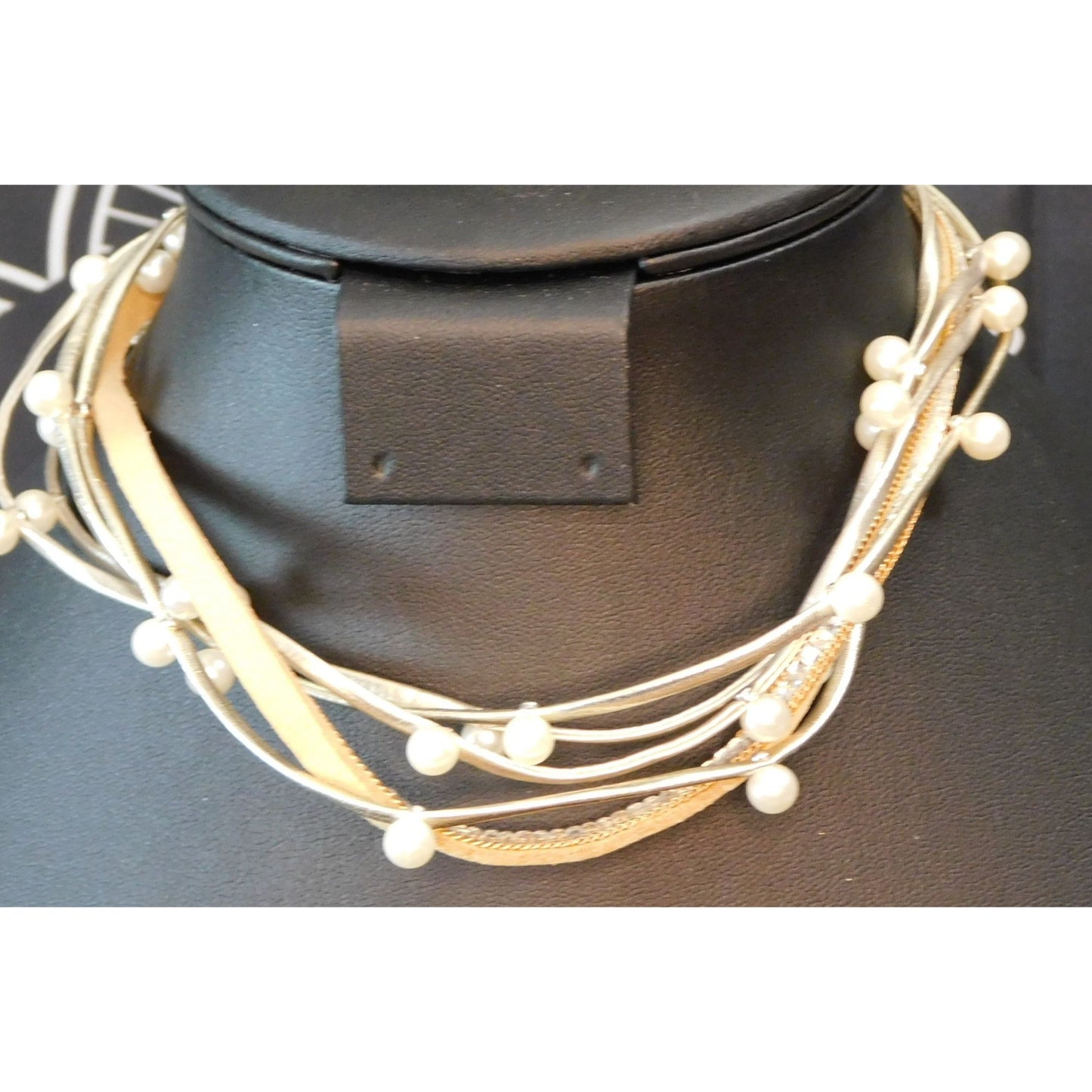 Boho Chic Tan Faux Pearl Layered Necklace