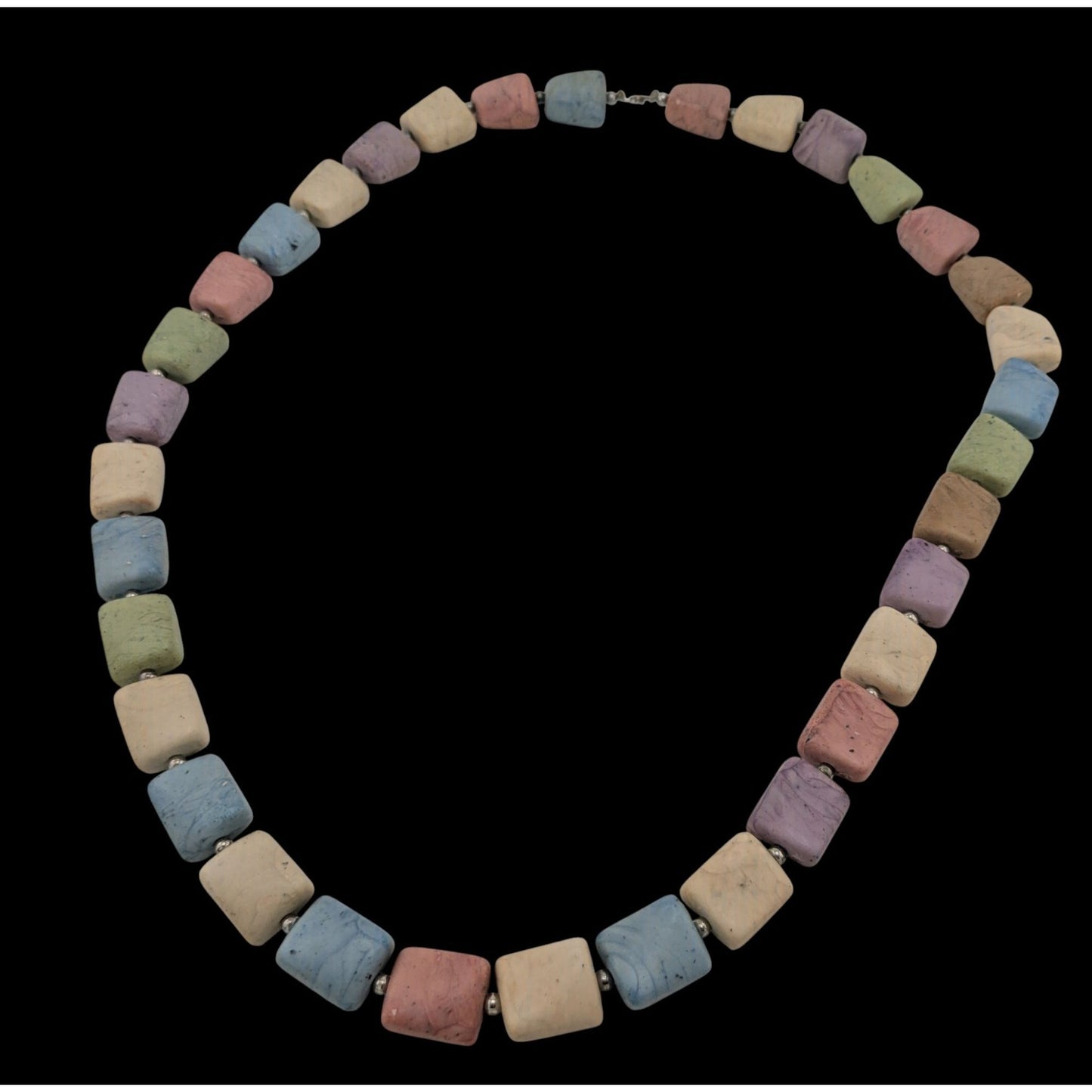 Vintage Pastel Faux Stone Marbled Beaded Necklace