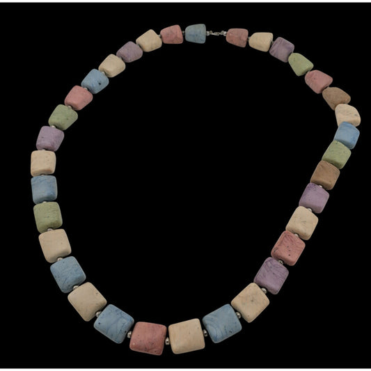 Vintage Pastel Faux Stone Marbled Beaded Necklace