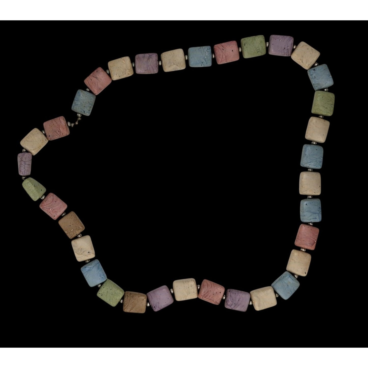 Vintage Pastel Faux Stone Marbled Beaded Necklace