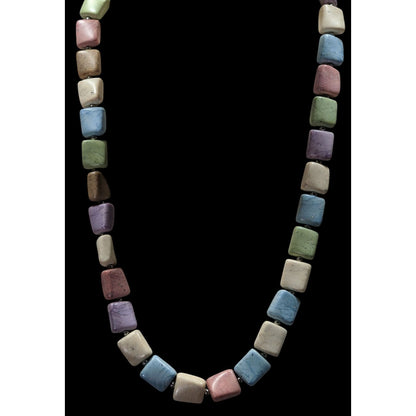 Vintage Pastel Faux Stone Marbled Beaded Necklace