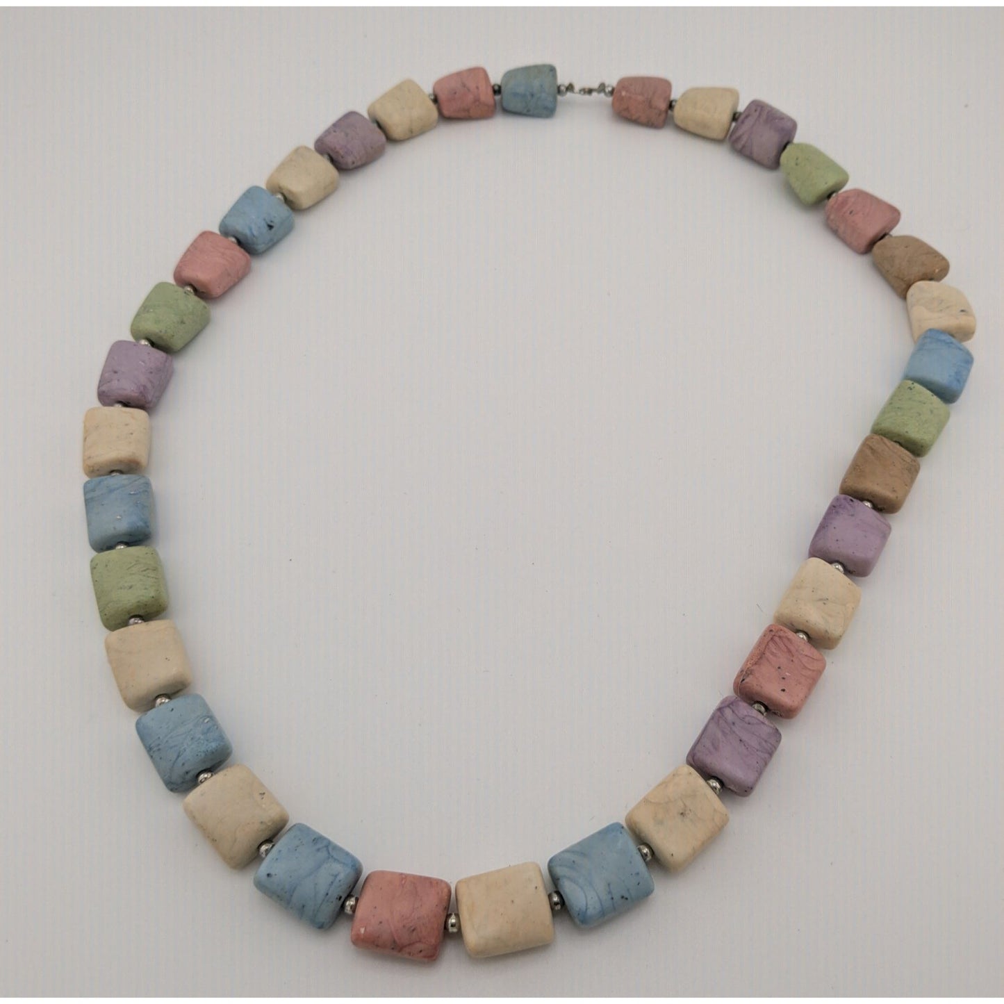 Vintage Pastel Faux Stone Marbled Beaded Necklace