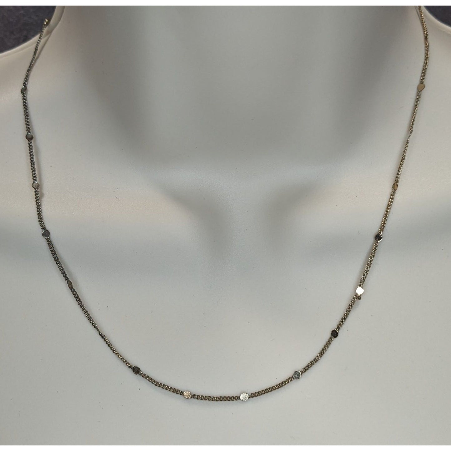 Mini Minimalist Gold Station Chain Necklace Dainty Disc Dot Layering Jewelry