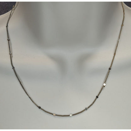 Mini Minimalist Gold Station Chain Necklace Dainty Disc Dot Layering Jewelry