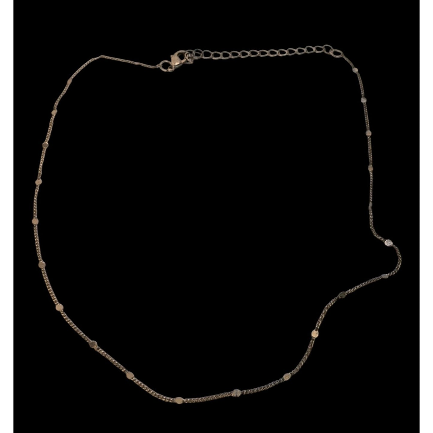 Mini Minimalist Gold Station Chain Necklace Dainty Disc Dot Layering Jewelry
