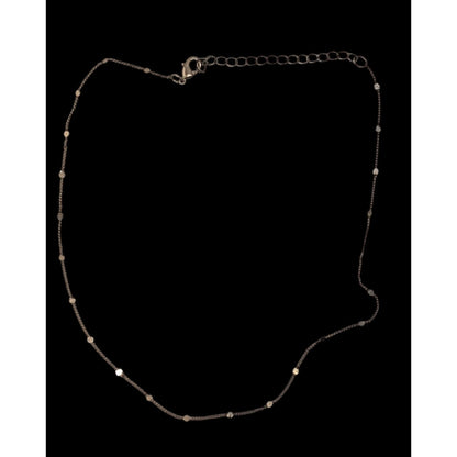 Mini Minimalist Gold Station Chain Necklace Dainty Disc Dot Layering Jewelry