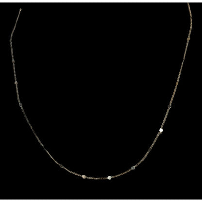 Mini Minimalist Gold Station Chain Necklace Dainty Disc Dot Layering Jewelry