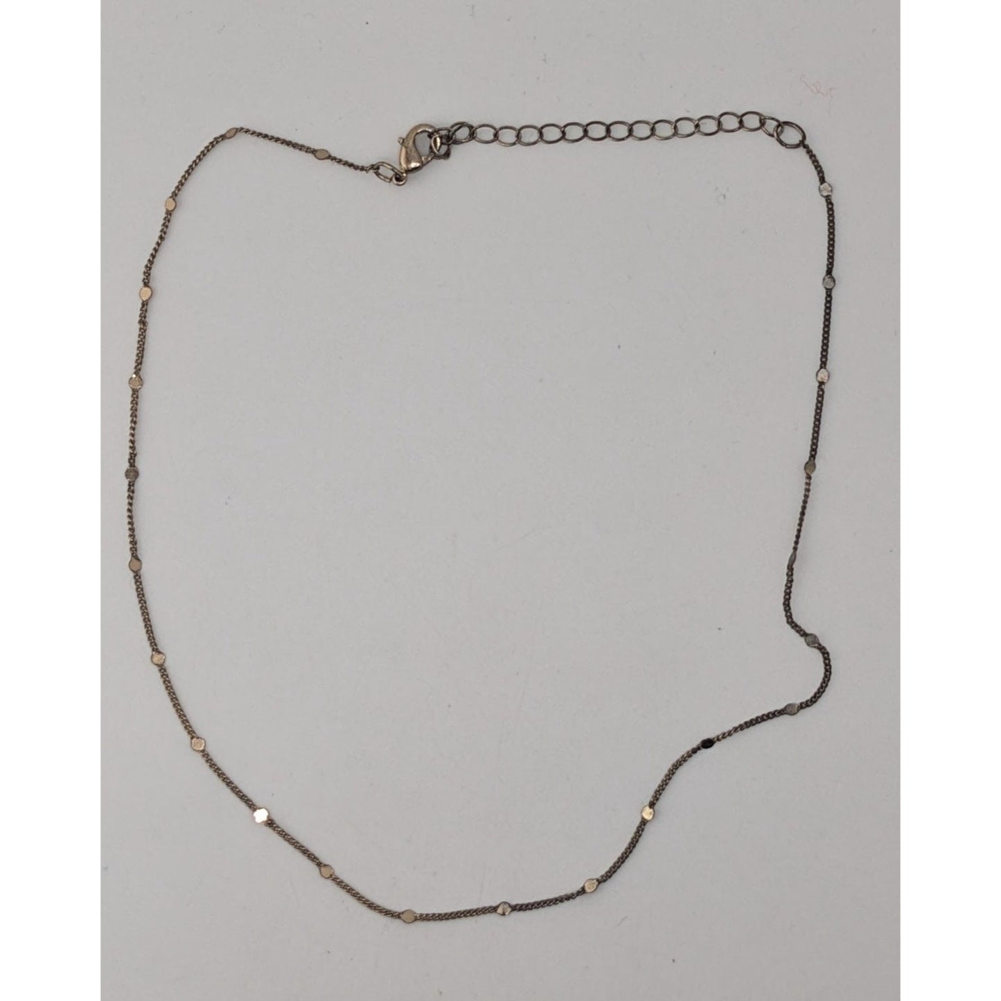 Mini Minimalist Gold Station Chain Necklace Dainty Disc Dot Layering Jewelry