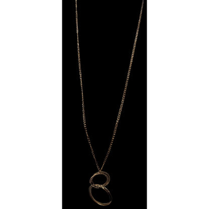 Casual Geometric Gold Tone Double Ring Pendant Necklace