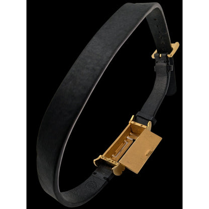 Tory Burch Gold Tone & Black Leather Fitbit Holder Wrap Bracelet