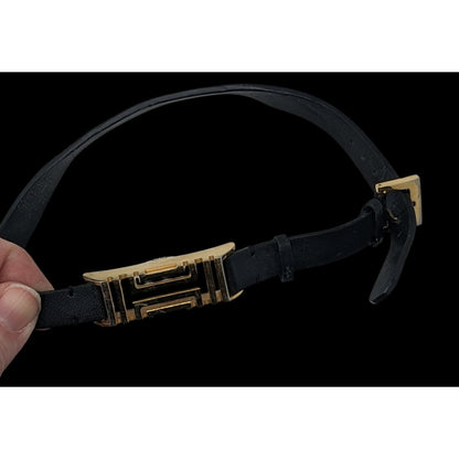 Tory Burch Gold Tone & Black Leather Fitbit Holder Wrap Bracelet
