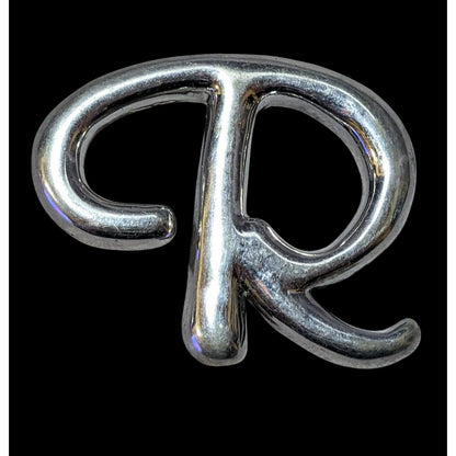 Vintage Silver Tone Stylized Letter R Brooch