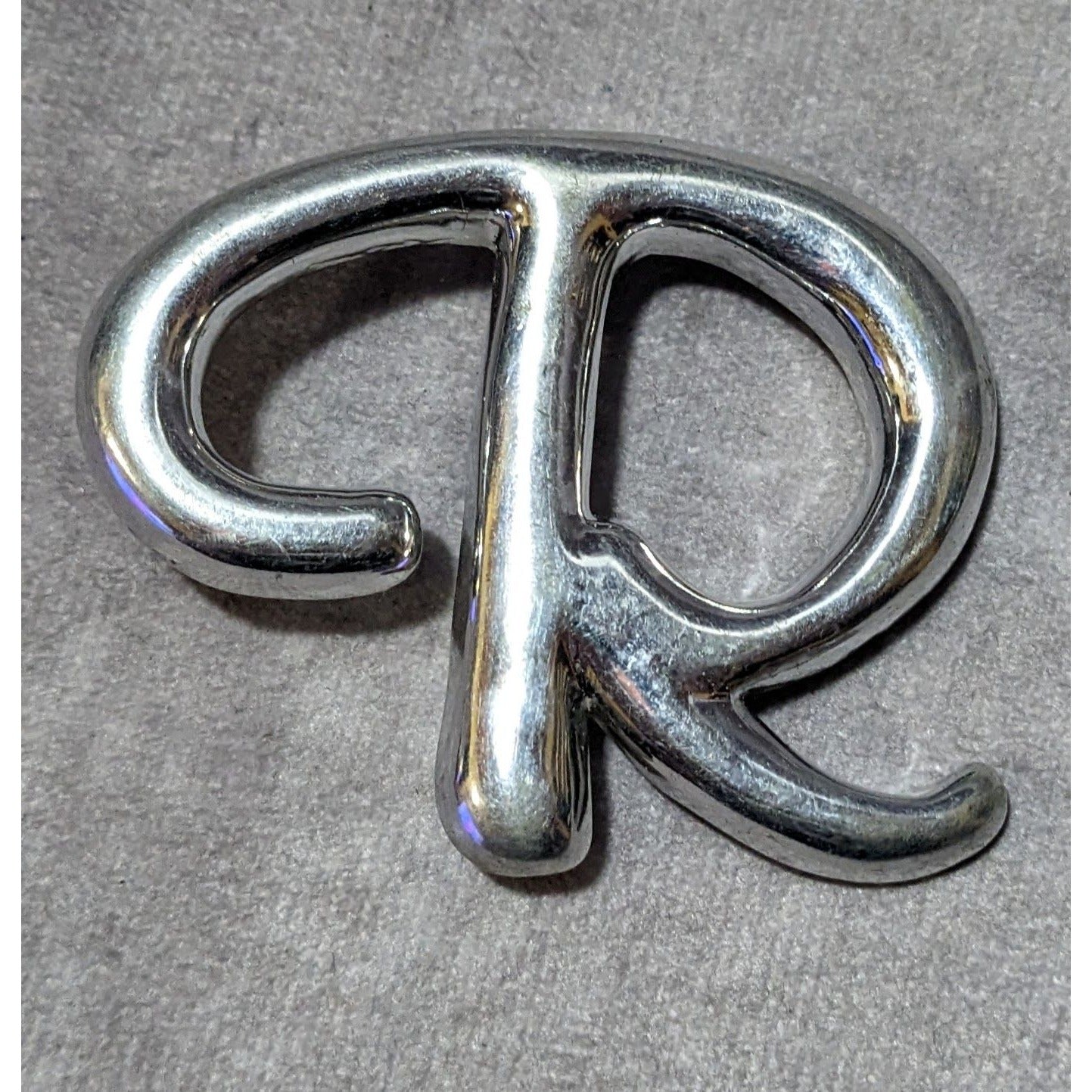 Vintage Silver Tone Stylized Letter R Brooch