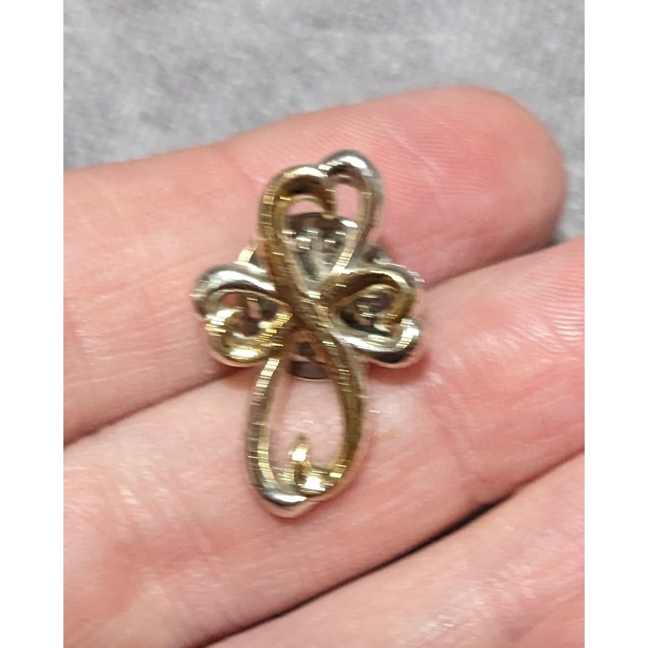 Vintage Shamrock Cross Two Tone Stylized Lapel Pin