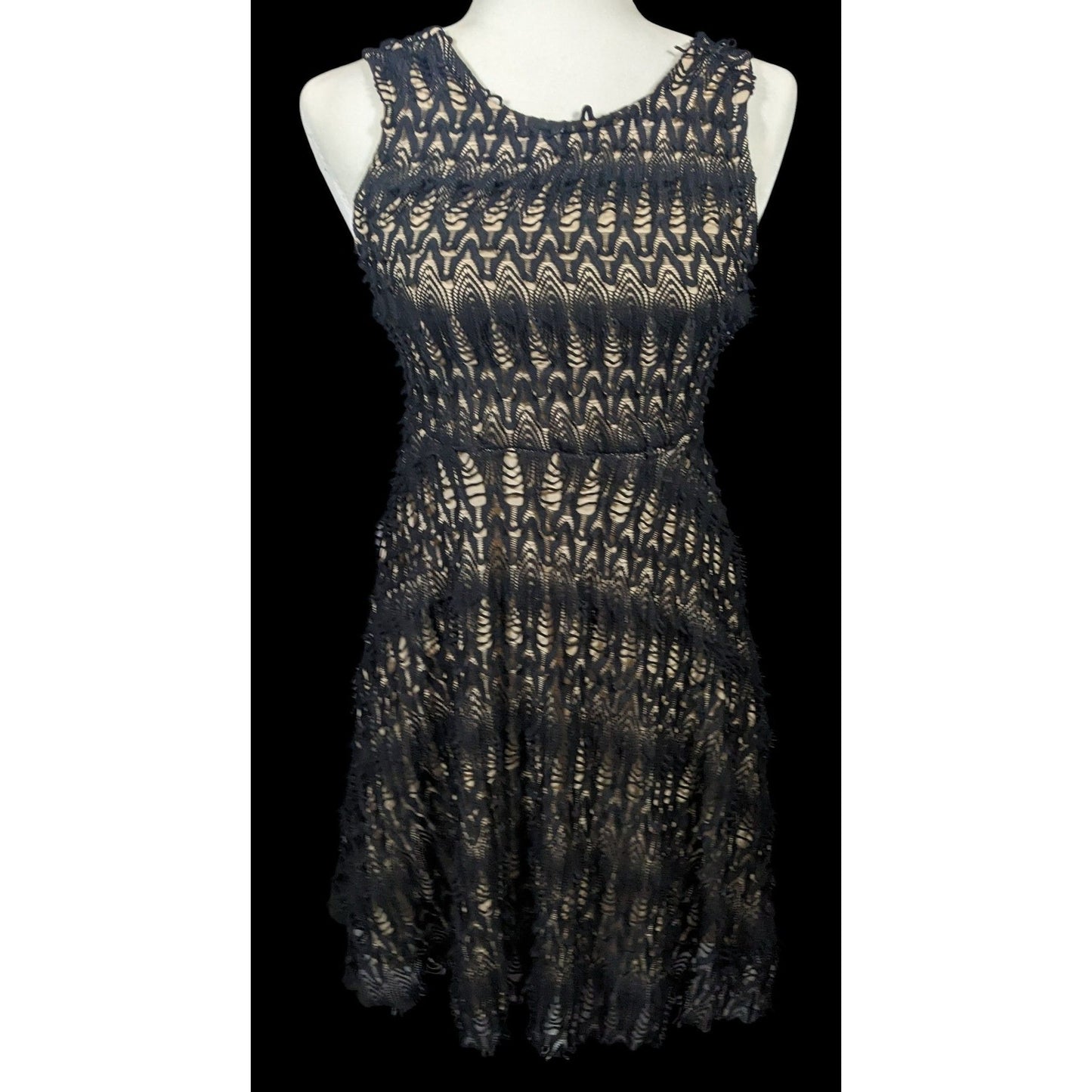 Chelsea Girl River Island Black And Cream Lace Overlay Dress Size 10