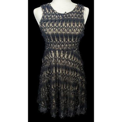Chelsea Girl River Island Black And Cream Lace Overlay Dress Size 10