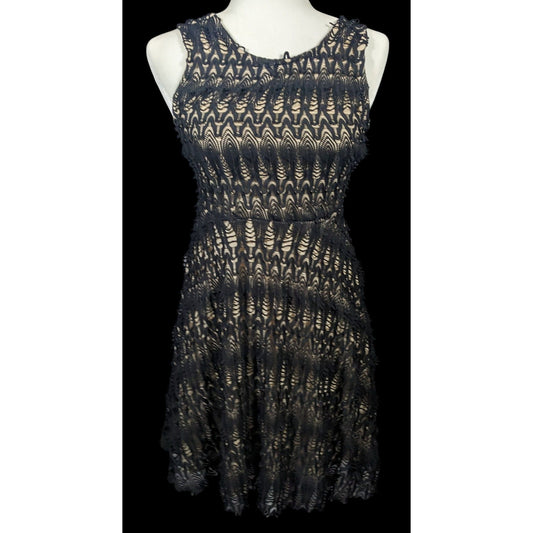 Chelsea Girl River Island Black And Cream Lace Overlay Dress Size 10