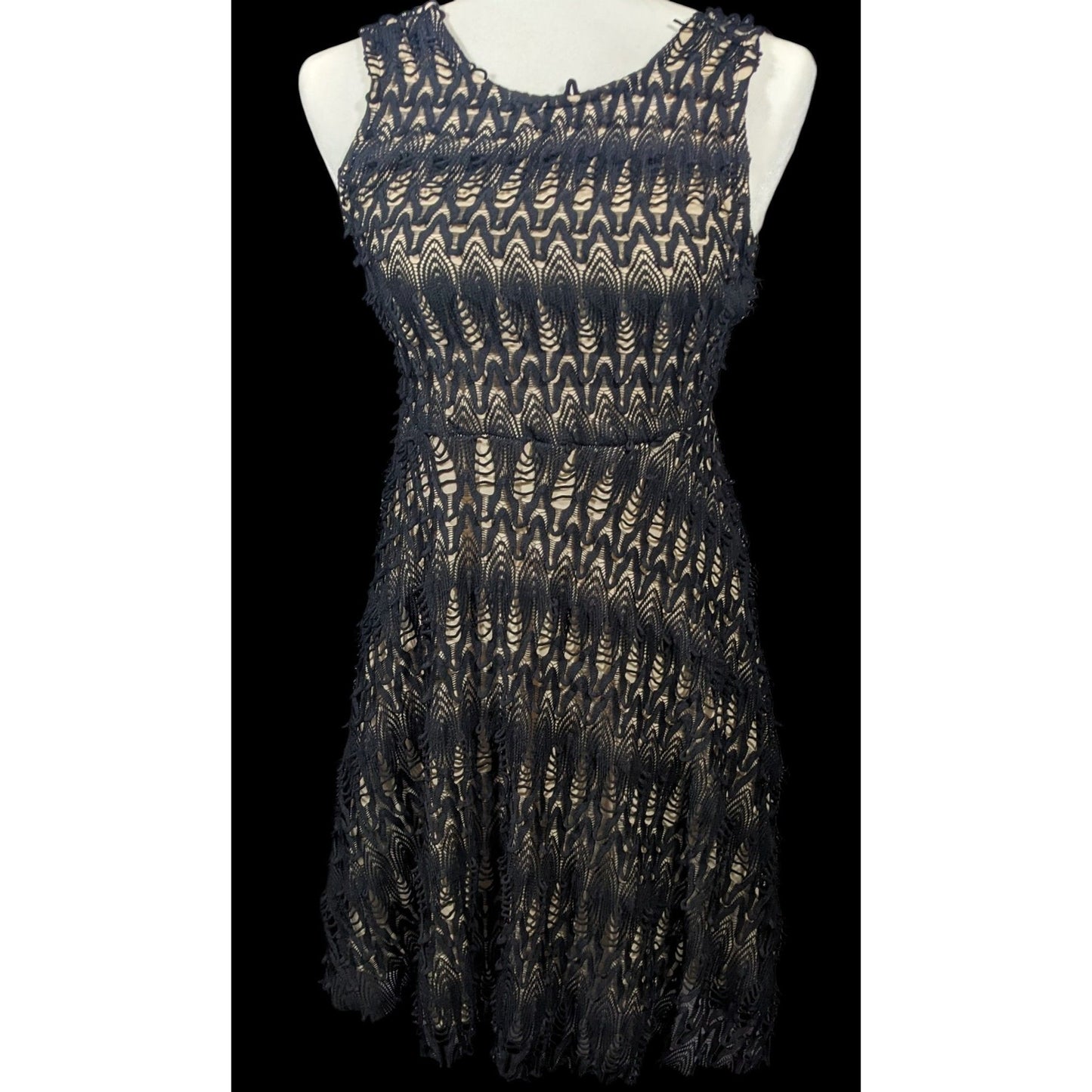 Chelsea Girl River Island Black And Cream Lace Overlay Dress Size 10
