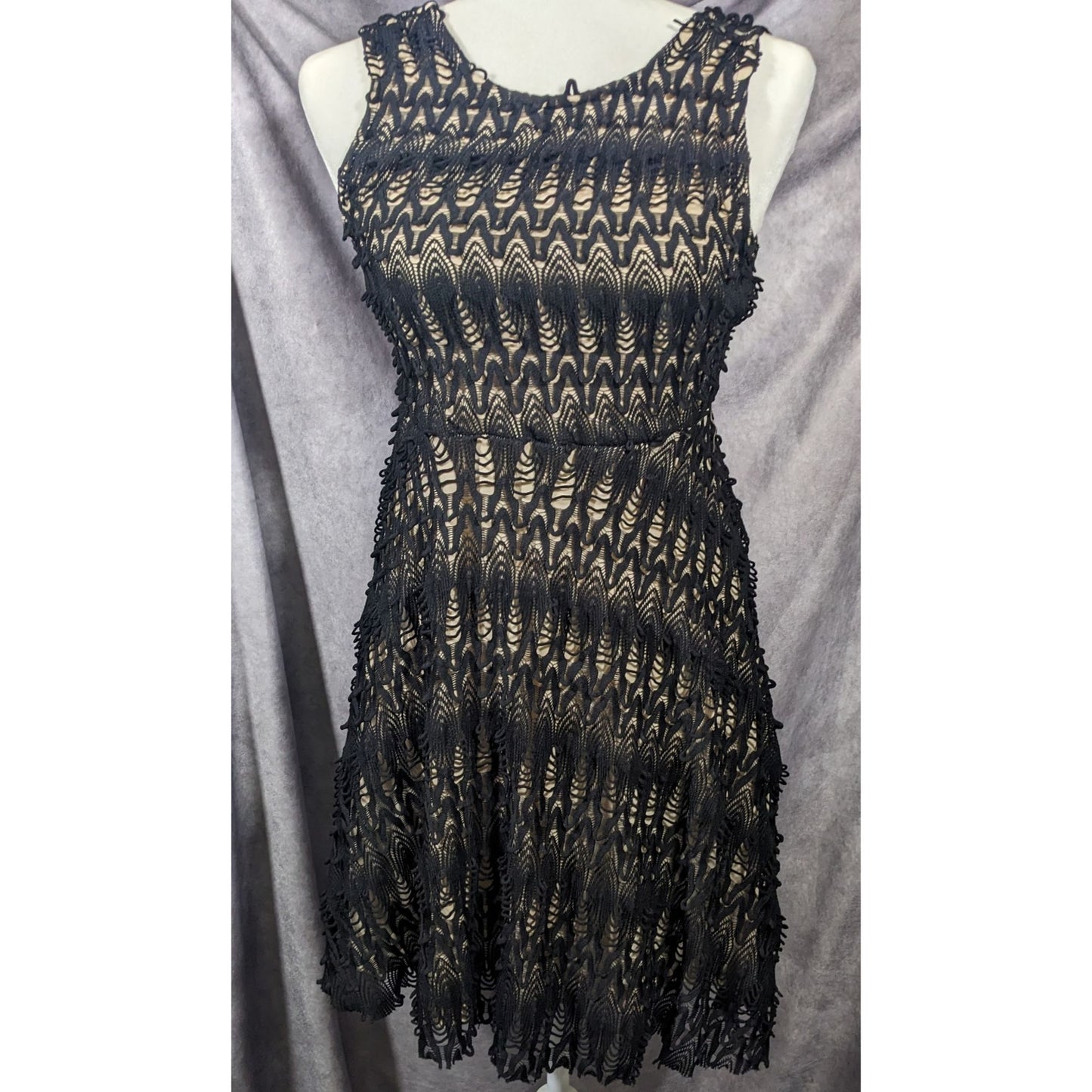 Chelsea Girl River Island Black And Cream Lace Overlay Dress Size 10