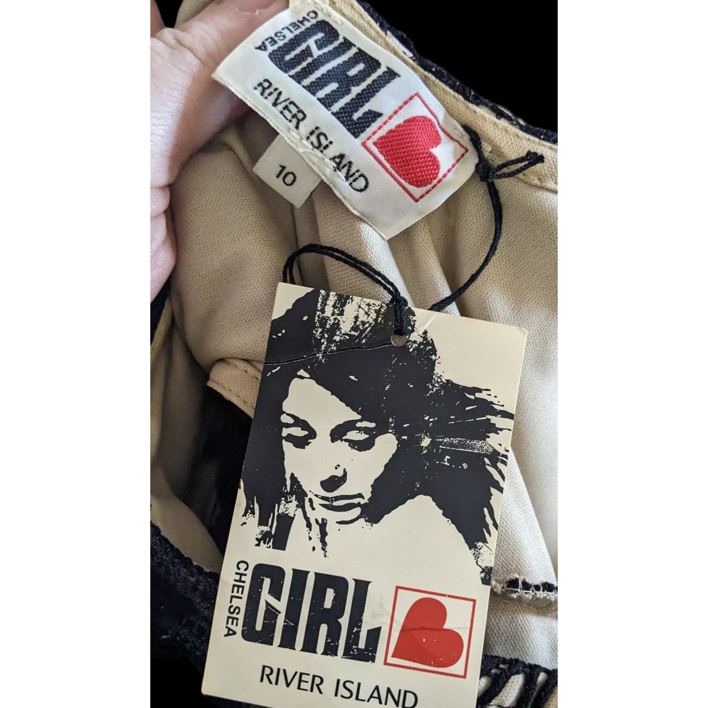 Chelsea Girl River Island Black And Cream Lace Overlay Dress Size 10