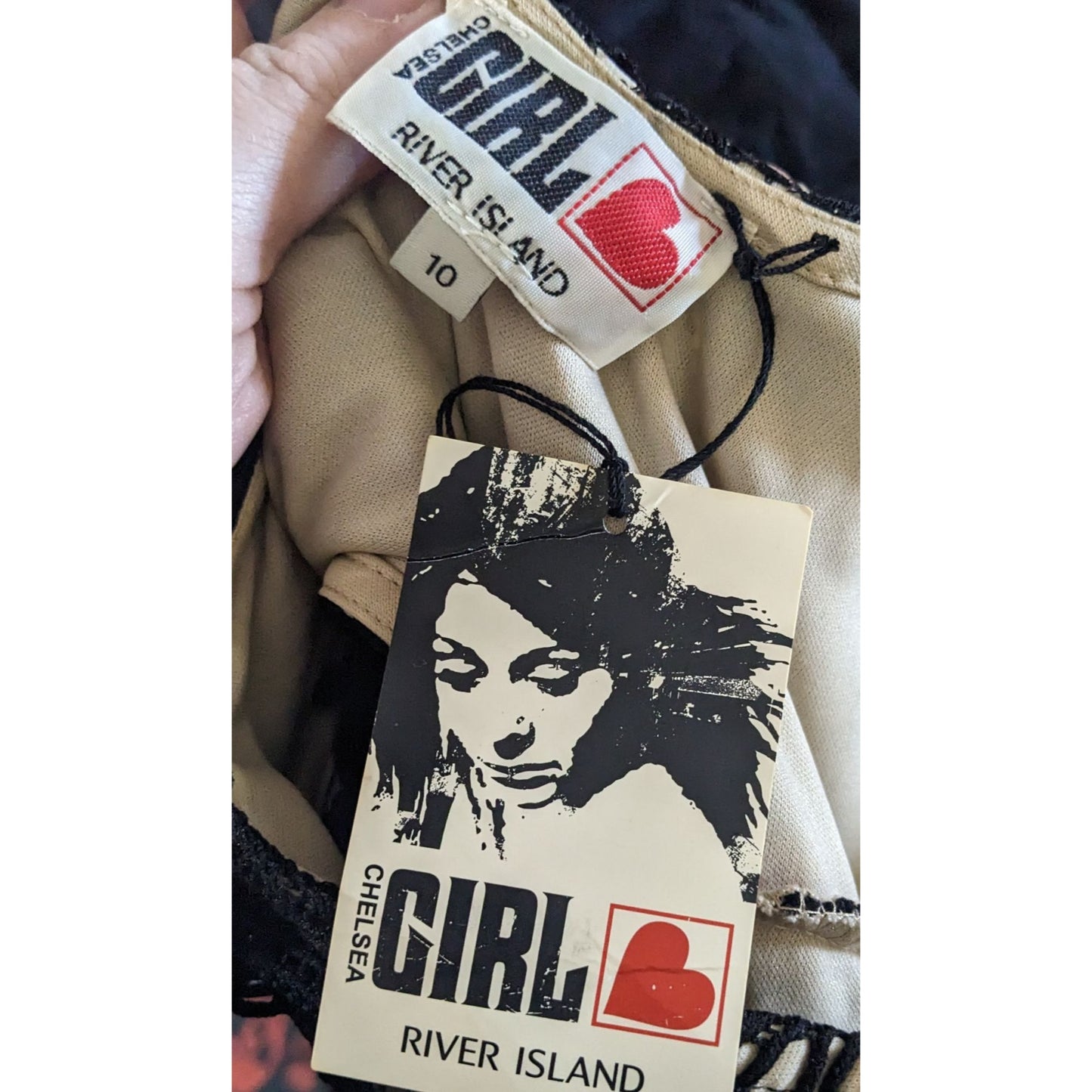 Chelsea Girl River Island Black And Cream Lace Overlay Dress Size 10