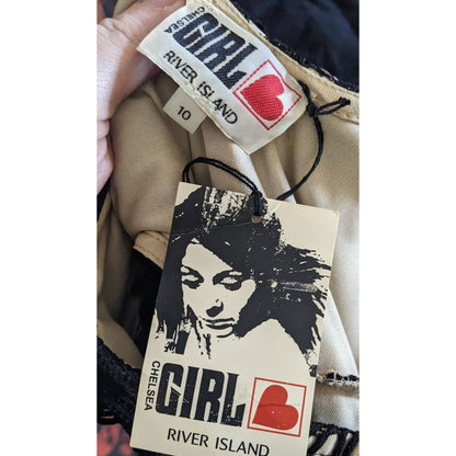 Chelsea Girl River Island Black And Cream Lace Overlay Dress Size 10