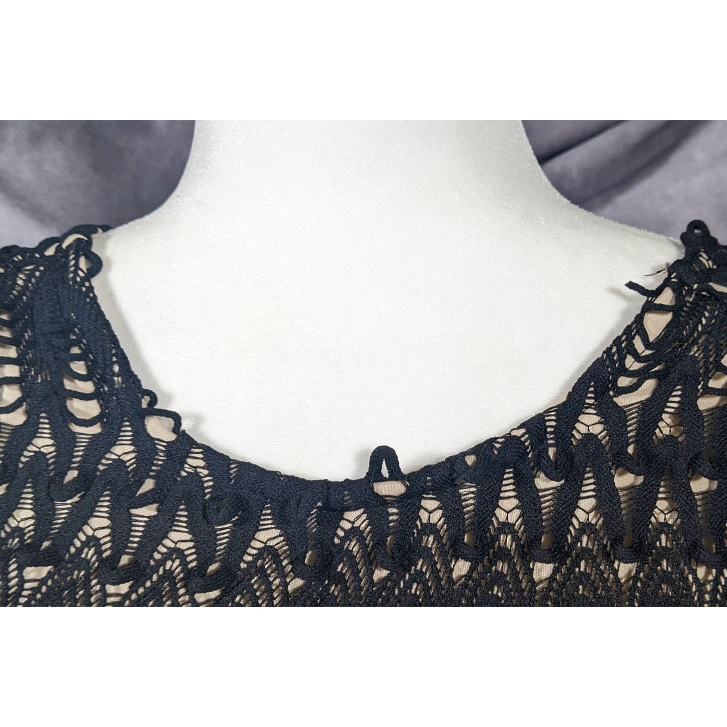 Chelsea Girl River Island Black And Cream Lace Overlay Dress Size 10