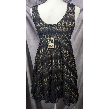 Chelsea Girl River Island Black And Cream Lace Overlay Dress Size 10