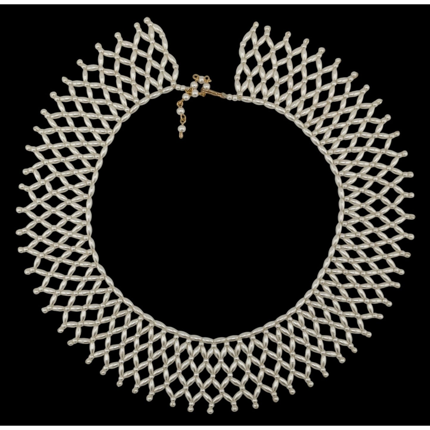 Vintage Handmade Faux Pearl Beaded Collar Necklace