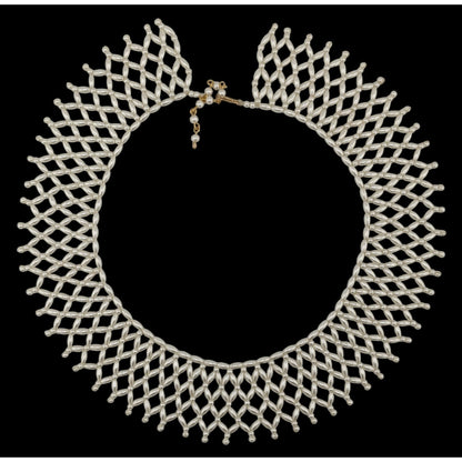 Vintage Handmade Faux Pearl Beaded Collar Necklace