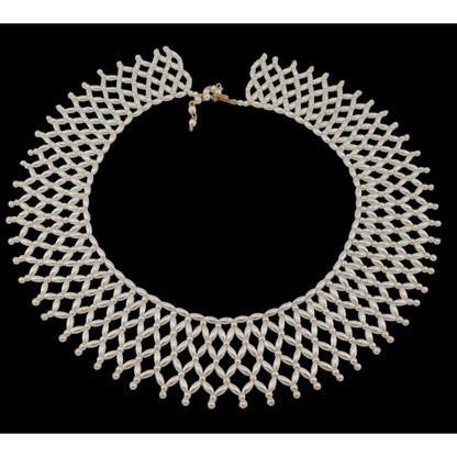 Vintage Handmade Faux Pearl Beaded Collar Necklace