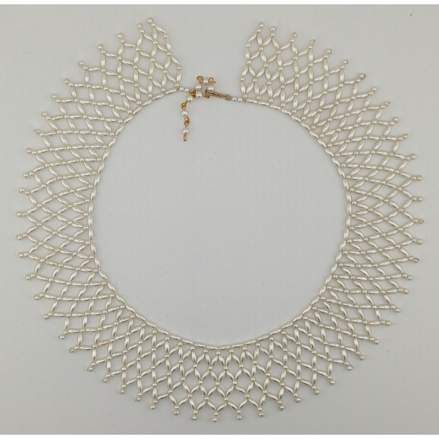 Vintage Handmade Faux Pearl Beaded Collar Necklace