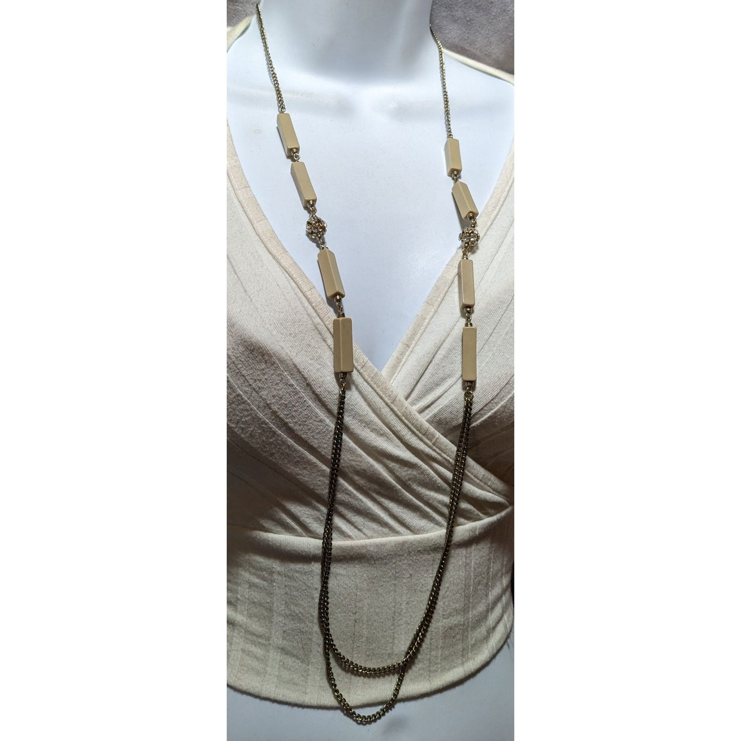 Preppy Beige Banana Republic Chain Station Necklace