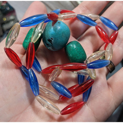 Handmade Retro Plastic And Stone Beaded Necklace