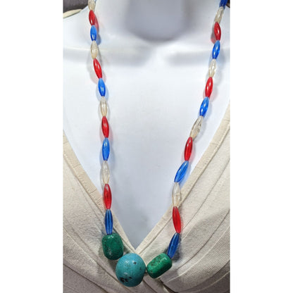 Handmade Retro Plastic And Stone Beaded Necklace