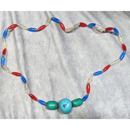 Handmade Retro Plastic And Stone Beaded Necklace