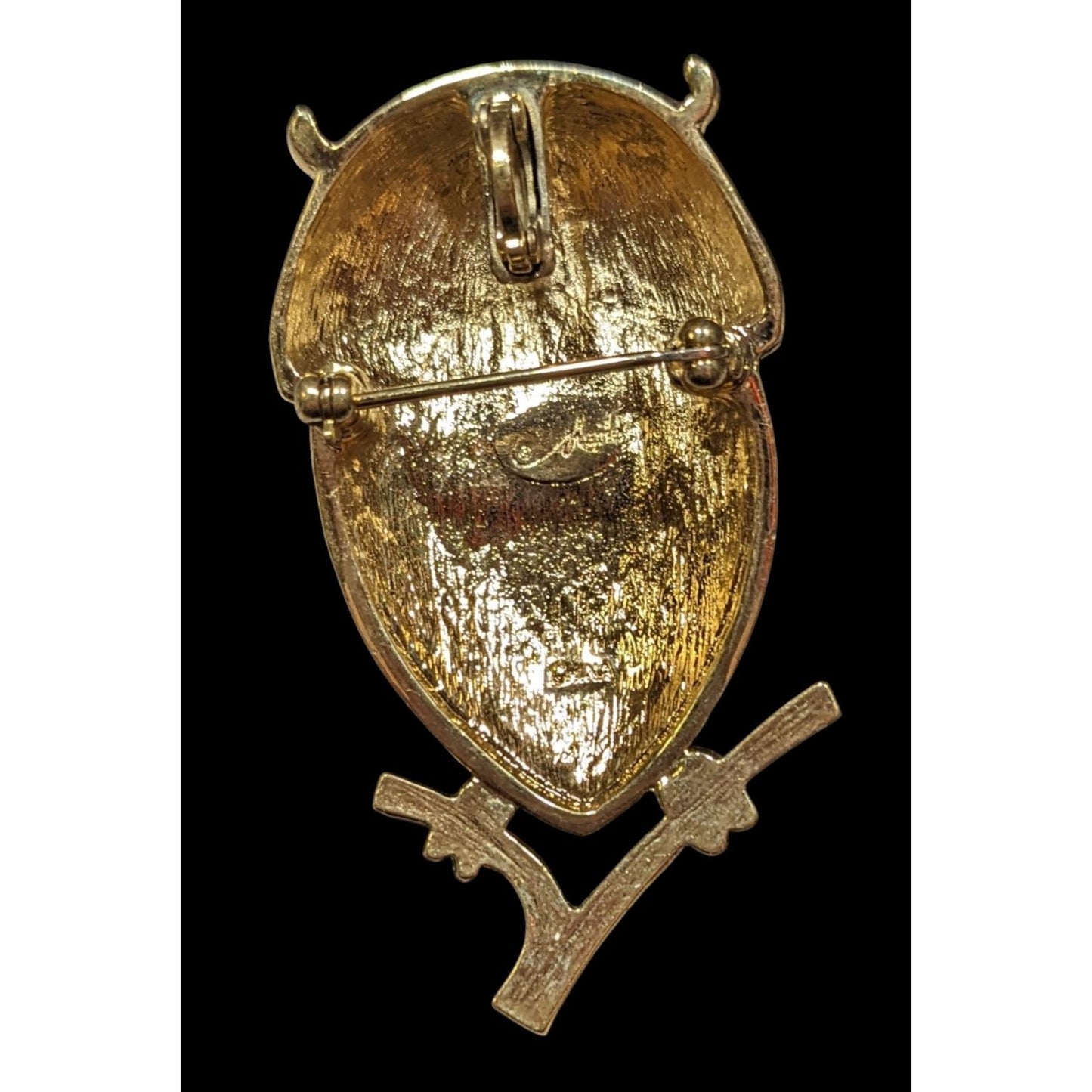 Vintage Marie Whimsical Owl Brooch Pink And Purple With Crystal Accents