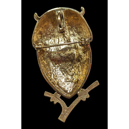 Vintage Marie Whimsical Owl Brooch Pink And Purple With Crystal Accents